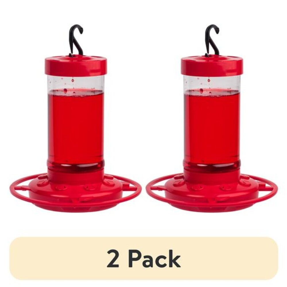 (2 pack) Hummingbird Feeder, 16 oz, Red, Plastic